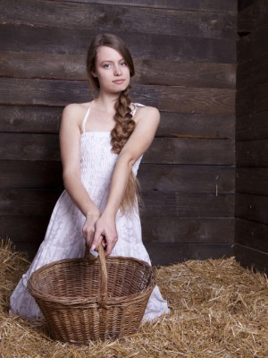 Slender girl with braid tresses